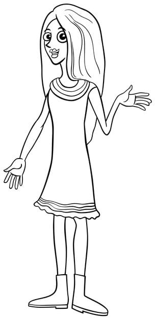 funny cartoon young woman girl character coloring page 11460 18090