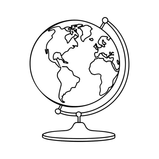 globe stand with black outline perfect geography lessons continuous line art vector illustration 674398 4771