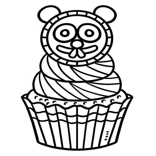 groundhog cupcake isolated coloring page kids 576561 4777