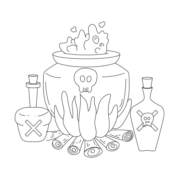 halloween vector outline illustration hand drawn vector outline coloring page 618794 259