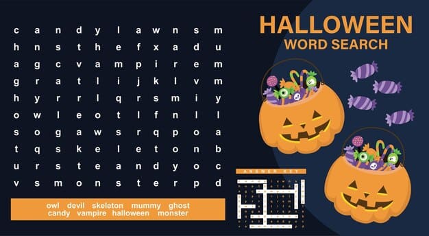 ALT TEXT: A colorful word search puzzle featuring popular Halloween treats.
DESCRIPTION: An engaging word search celebrating the sweets of Halloween.
Caption: Satisfy your sweet tooth with this fun Halloween treats word search!
TITLE: Halloween Treats Word Search