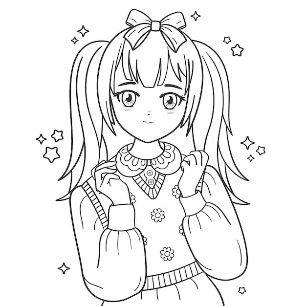 hand drawn anime coloring pages illustration 23 2151349457 1