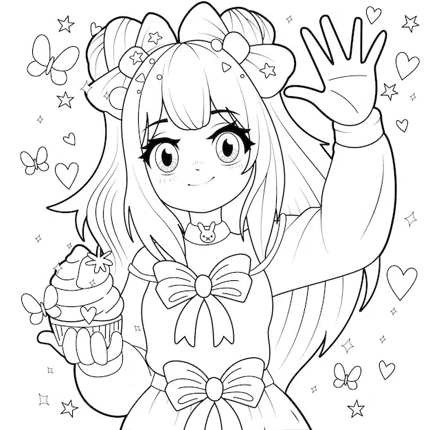 hand drawn anime coloring pages illustration 52683 160949