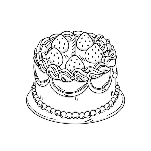 hand drawn birthday cake outline illustration 23 2150805214