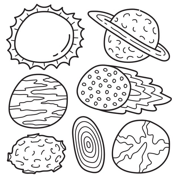 hand drawn cartoon planet doodle coloring design 261969 3373