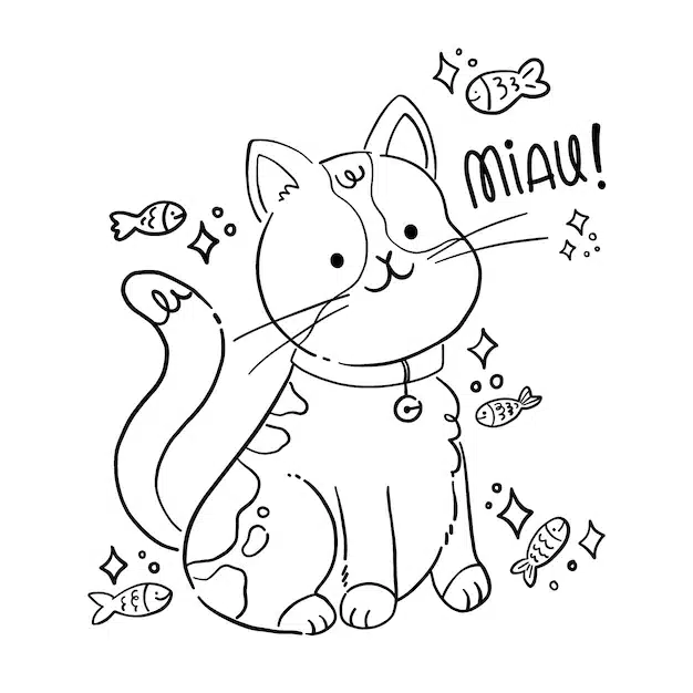 hand drawn cat outline illustration 23 2149260864