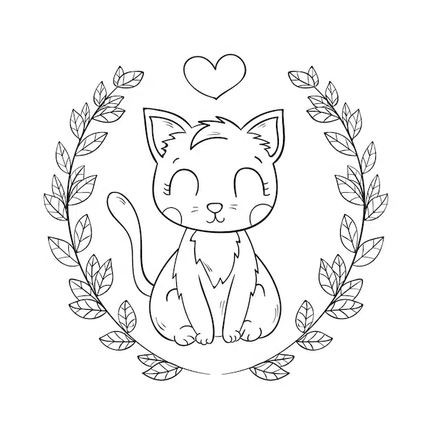 hand drawn cat outline illustration 23 2149285349