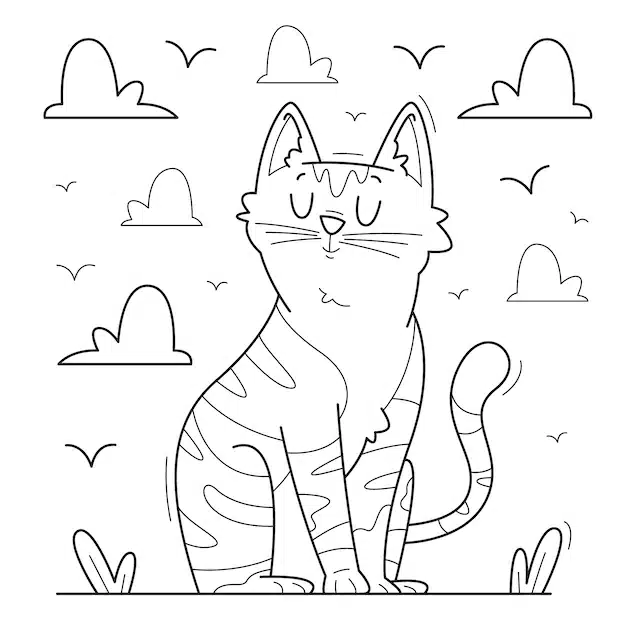 hand drawn cat outline illustration 23 2149285911