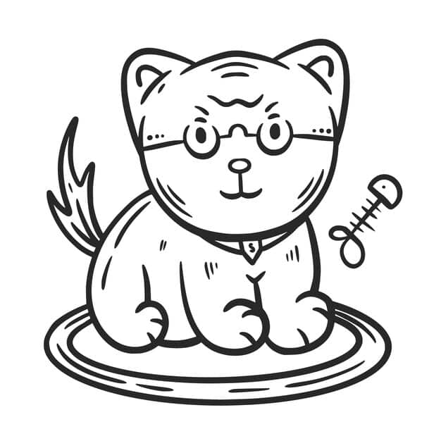 hand drawn cat outline illustration 23 2149286687