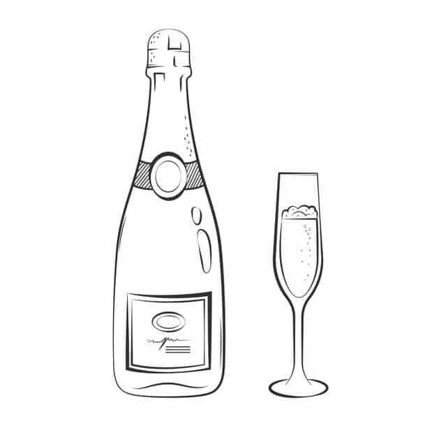 hand drawn champagne drawing element 23 2150639024