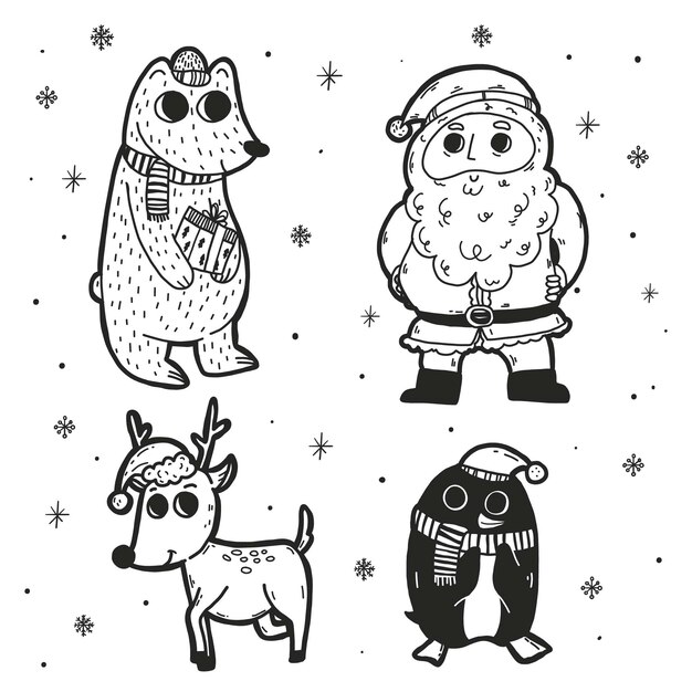 hand drawn christmas characters collection 23 2148358299