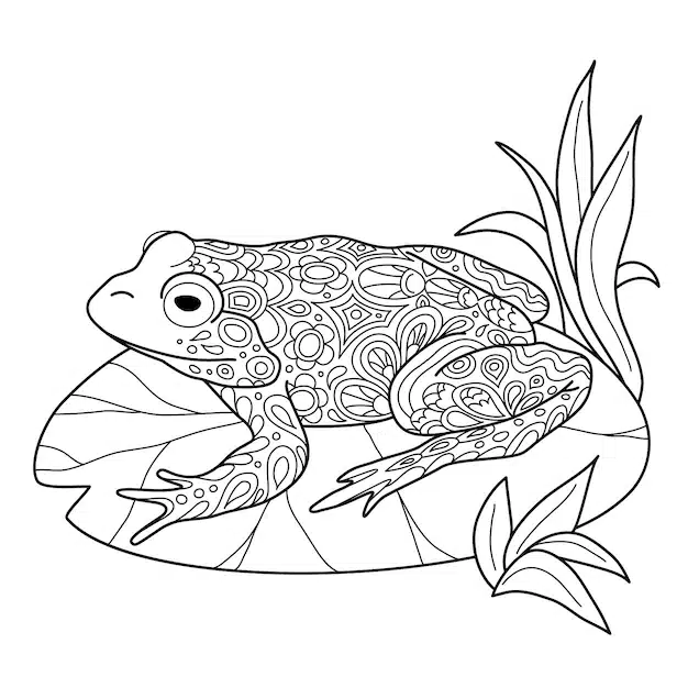 hand drawn frog coloring 52683 62252