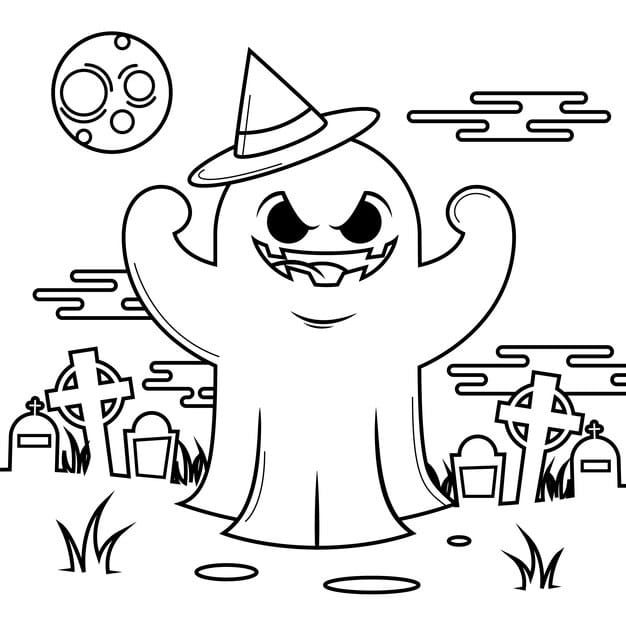 hand drawn ghost outline illustration 23 2149621476