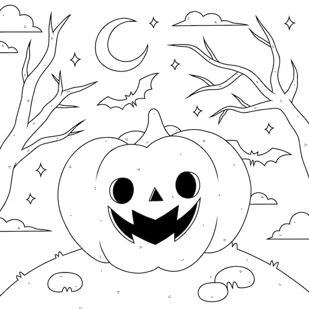 hand drawn halloween coloring page illustration 23 2149605233