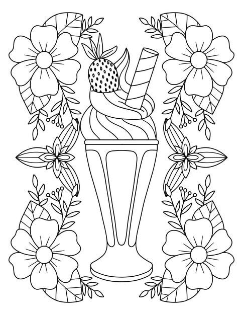 hand drawn icecream coloring book page 814149 449