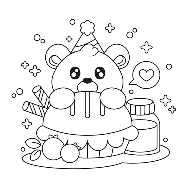 hand drawn kawaii coloring book with bear 23 2149812474