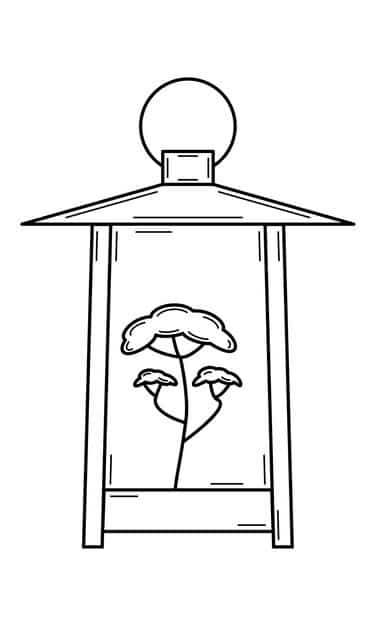 hand drawn lantern japanese style with image bonsai doodle style vector illustration 569023 207