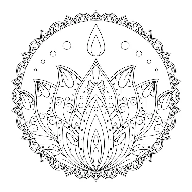 hand drawn mandala lotus flower drawing 23 2149363862