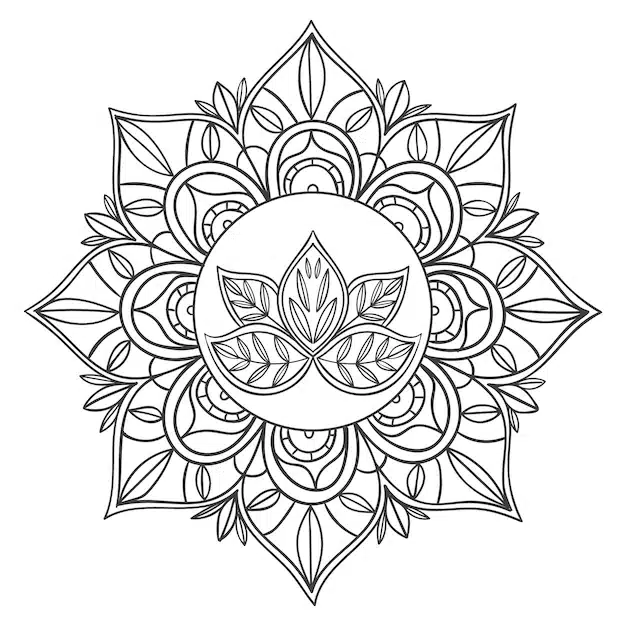 hand drawn mandala lotus flower drawing 23 2149368161