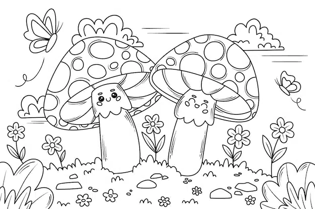 hand drawn mushroom illustration 23 2151199727