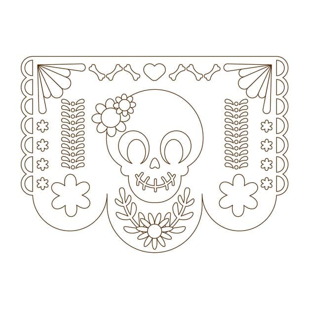 hand drawn papel picado coloring page illustration 23 2150952028