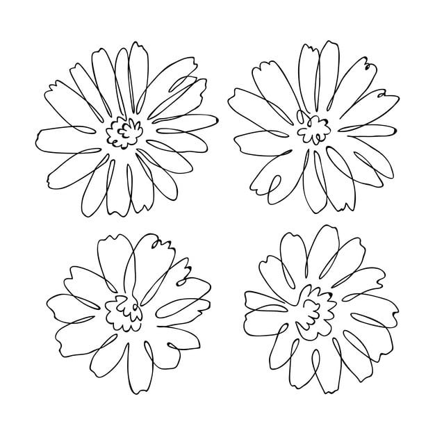 hand drawn simple flower outline illustration 23 2149363060