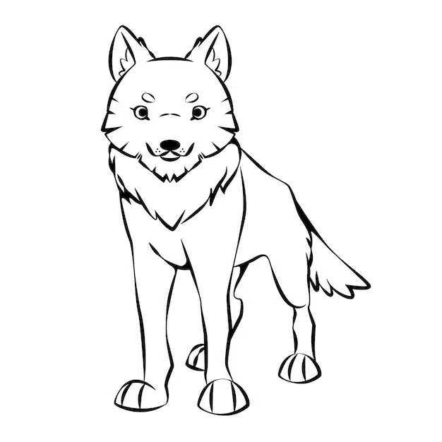 hand drawn wolf outline illustration 23 2149296996