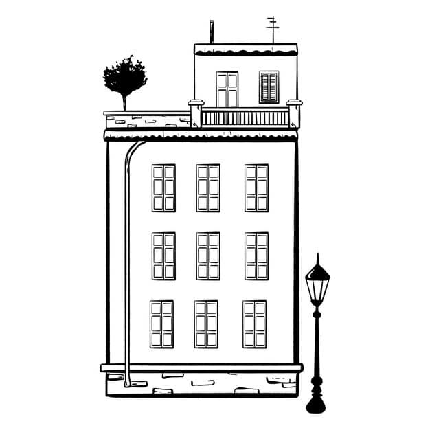 handdrawn ink vector cozy italian house exterior sketch capturing street stoneclad building 606609 276