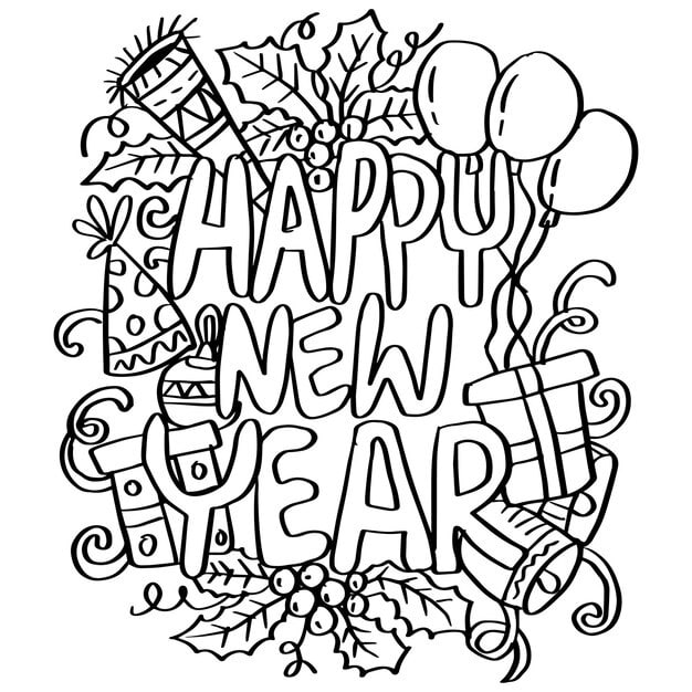 happy new year 2023 coloring pages kids adults 97378 2368