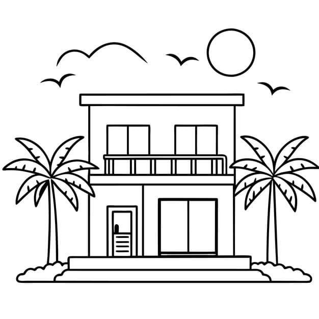 house tree line art illustration blacka white 852896 26588