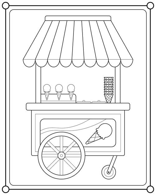 ice cream cart shop suitable children s coloring page vector illustration 509719 1028