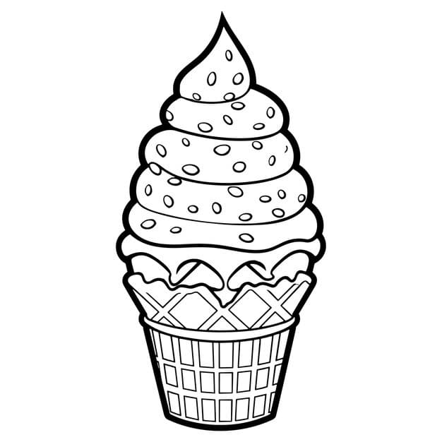 ice cream cone black white line art icon coloring book page adults kids summer fast food vector illustration gift card flyer certificate banner icon logo patch sticker 919294 885