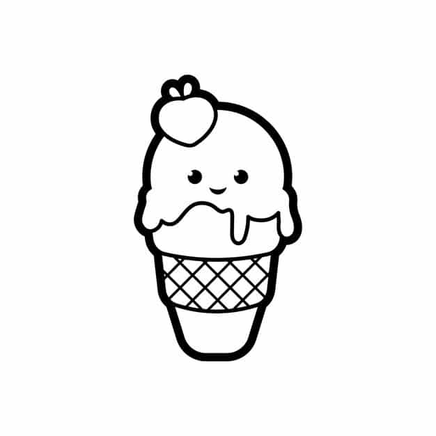 ice cream dessert kawaii waffle cup black outline vector illustration doodle style 548264 2057