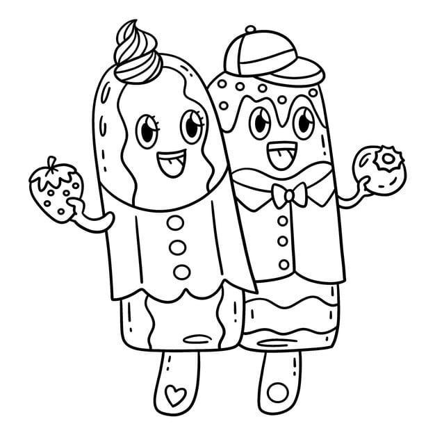 ice cream twin popsicle isolated coloring page 576561 14832