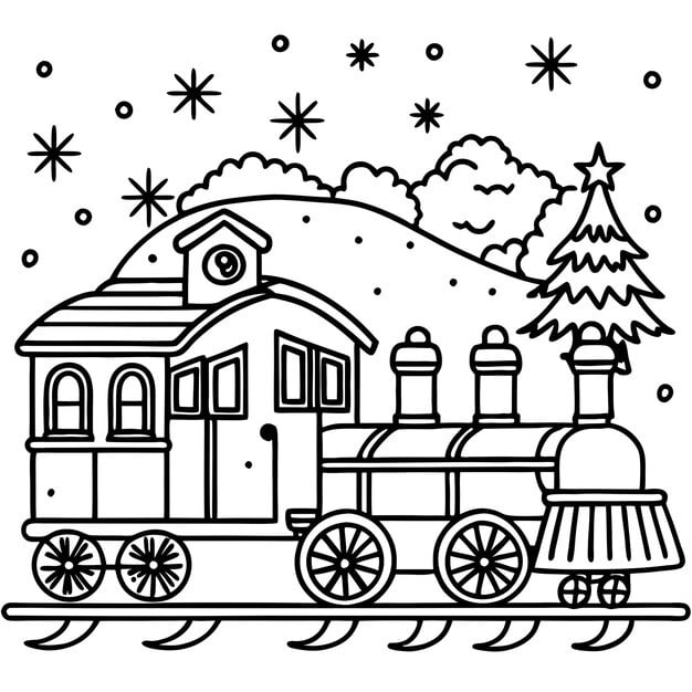 image vintage christmas decorated train night railroad station 1249410 68309
