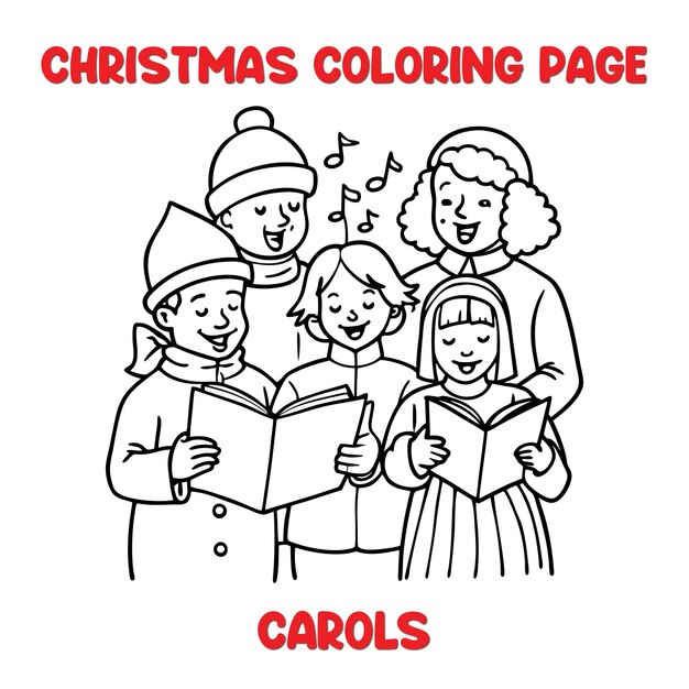 joyful christmas carolers black white illustration 994480 4975