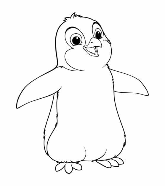 little penguin cartoon animal illustration bw 7814 767