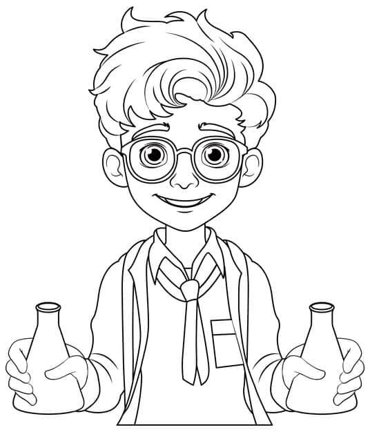 male student cartoon holding conical flask science class experiment 1308 159910