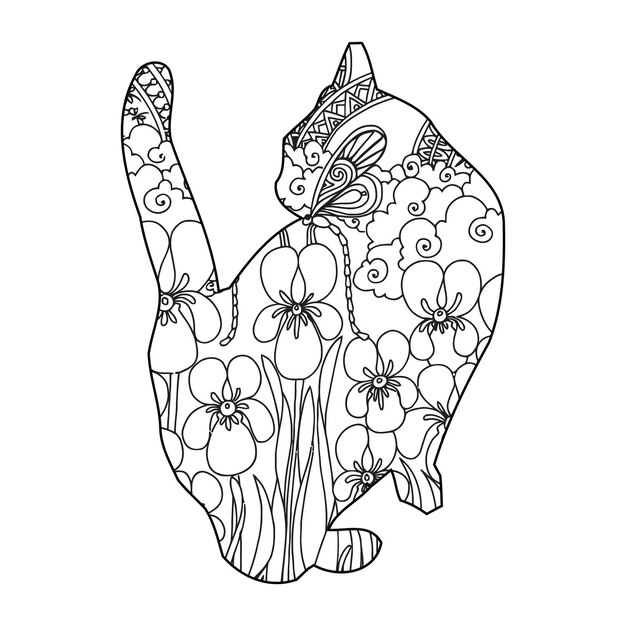 mandala cat coloring page kids 644290 622