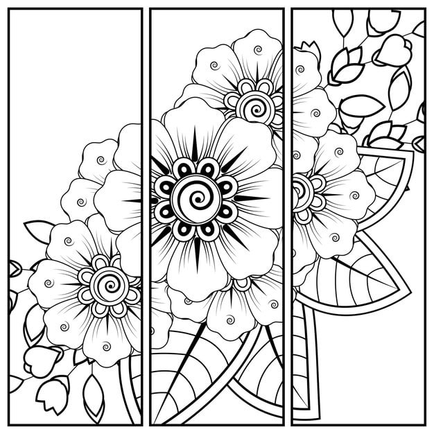 mehndi flower decoration decorative ornament ethnic oriental style coloring page 187069 2357