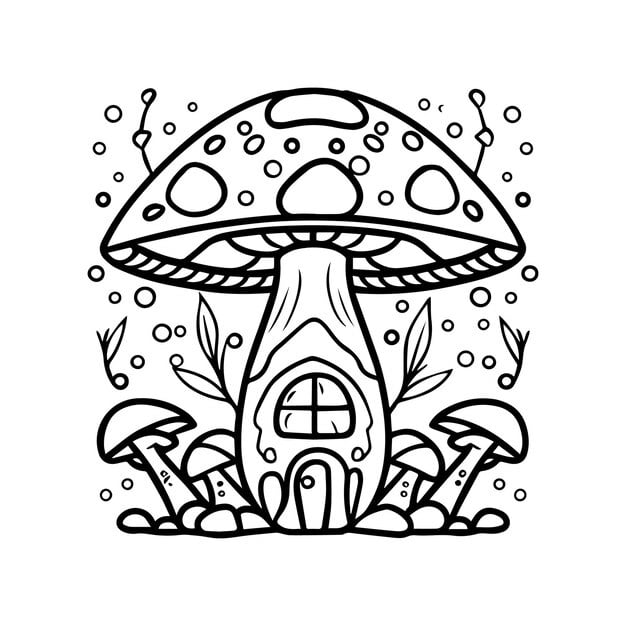 mushroom coloring pages mushroom outline vector coloring book 1149263 400