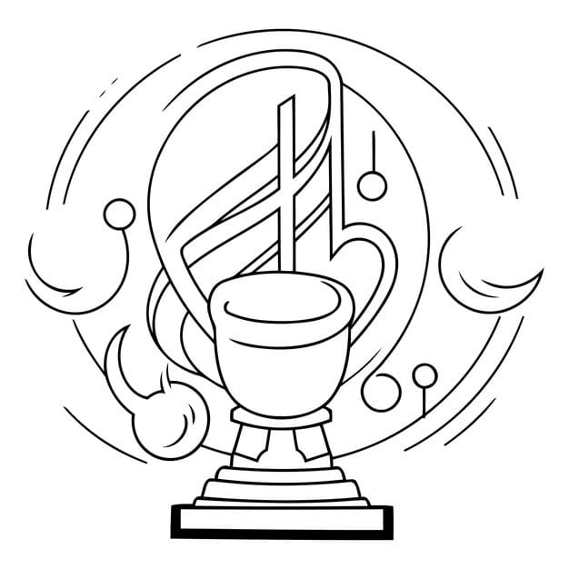 music note trophy cup black white vector illustration graphic design 1057 79258