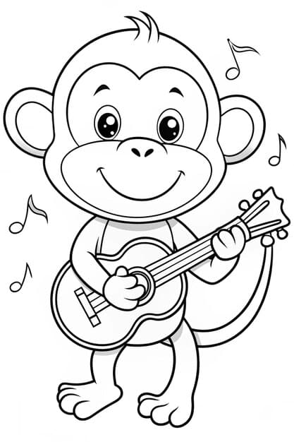 musical monkey playing drums coloring page 750724 30687