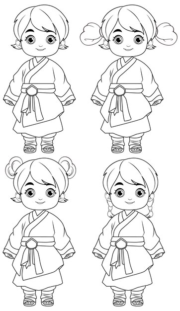 outline asian cartoon characters colouring 1308 146446