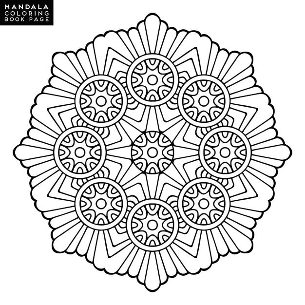 outline mandala coloring book decorative round ornament anti stress therapy pattern weave design element yoga logo background meditation poster unusual flower shape oriental vector 1442 103