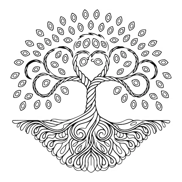 outline oak tree circle mandala frame 1063782 1844