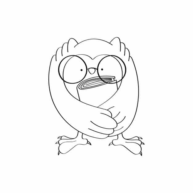 owl clipart coloring page cute cartoon style beautiful clip art owl glasses with book black 289115 499