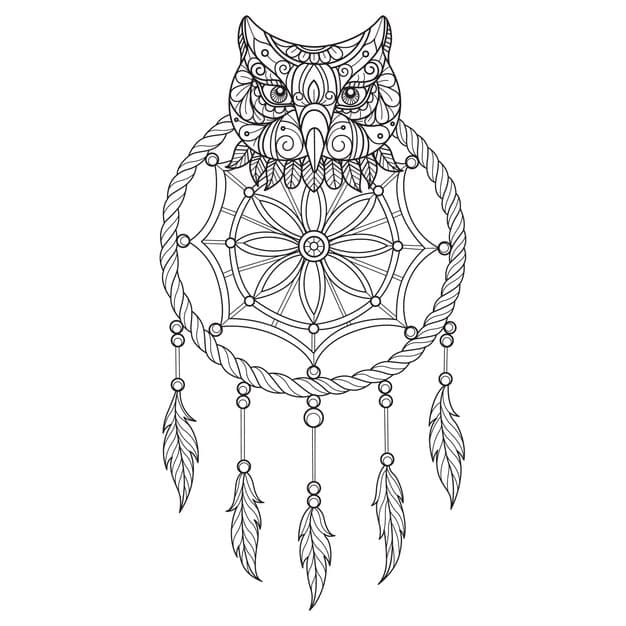 owl dream catcher hand drawn adult coloring book 52104 500