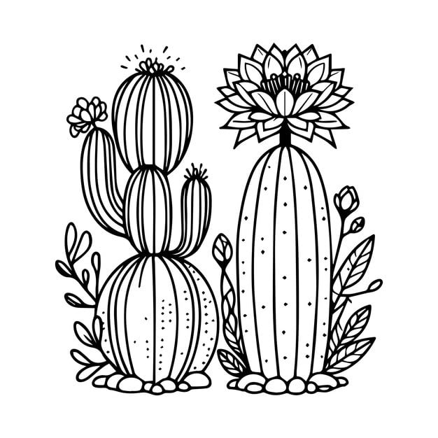 pencil sketch cactus drawing cactus drawing black white simple cactus drawing 700860 1361