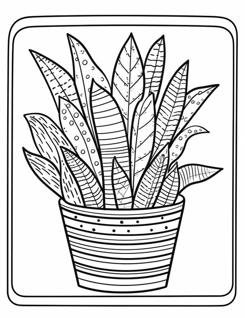 potted plant with leaves it coloring page generative ai 902846 127308